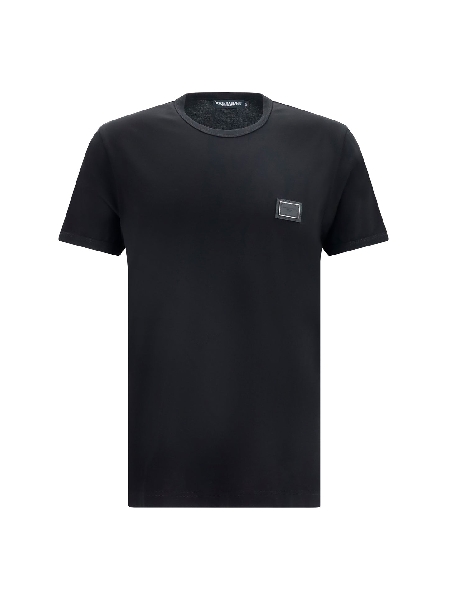 Cotton T-Shirt With Logo Plaque