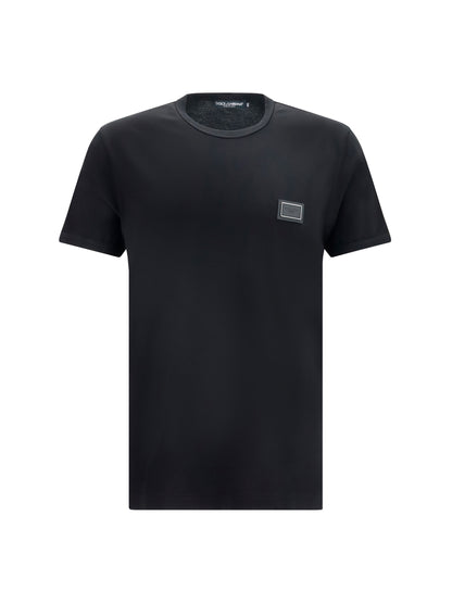 Cotton T-Shirt With Logo Plaque