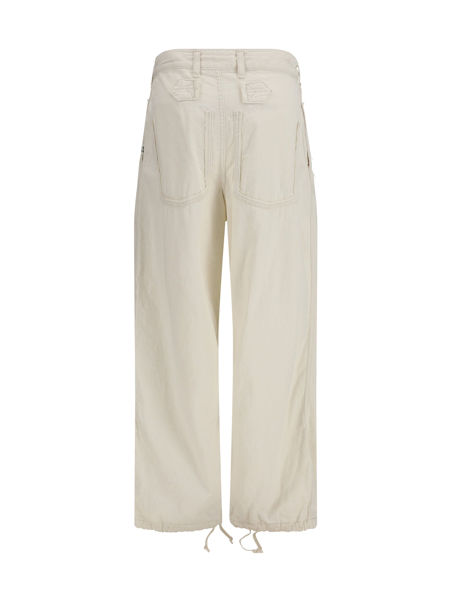 Denim Pants Cut-Out Pockets White