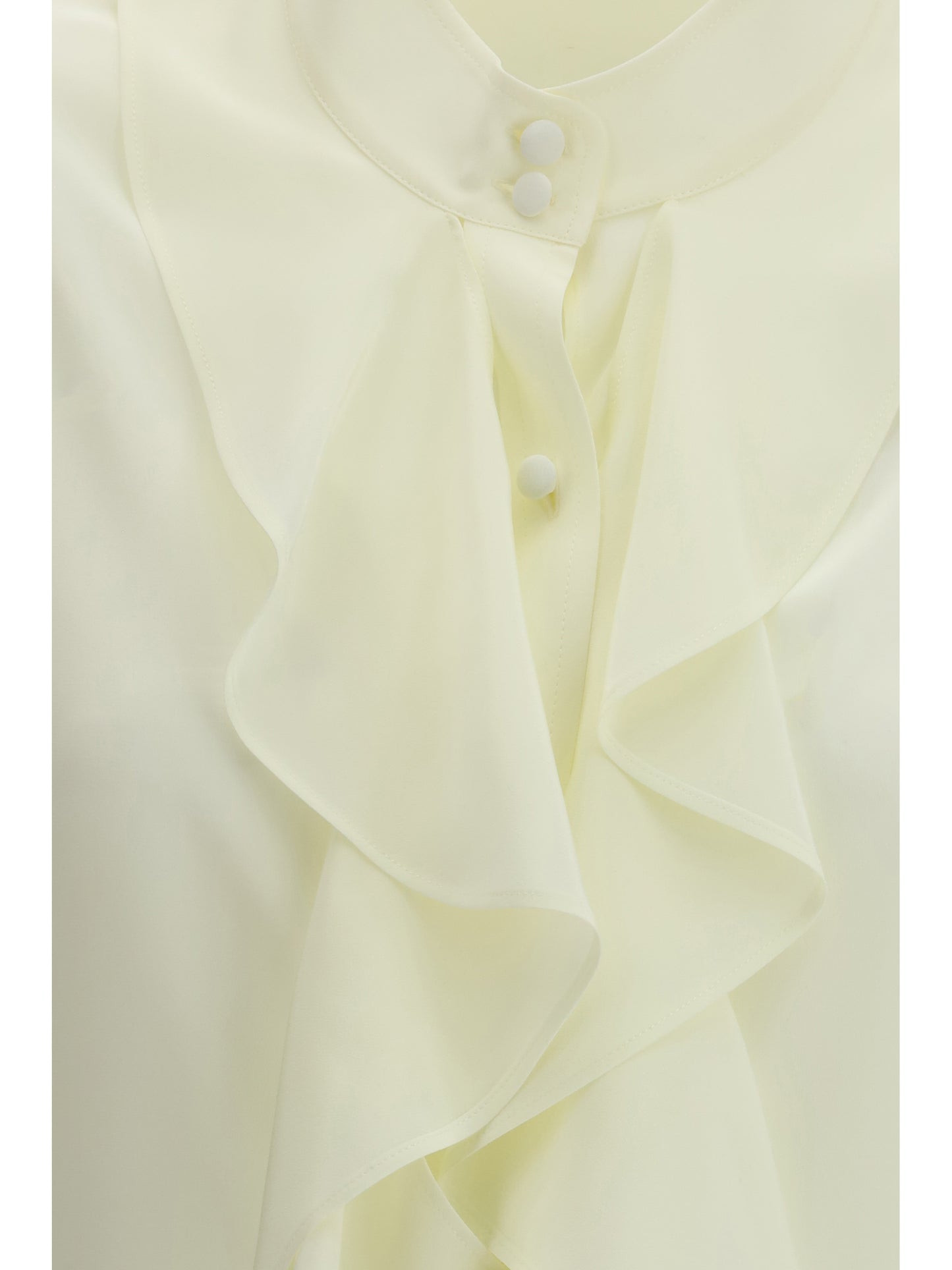 Ruffled Shirt Chalk White Silk