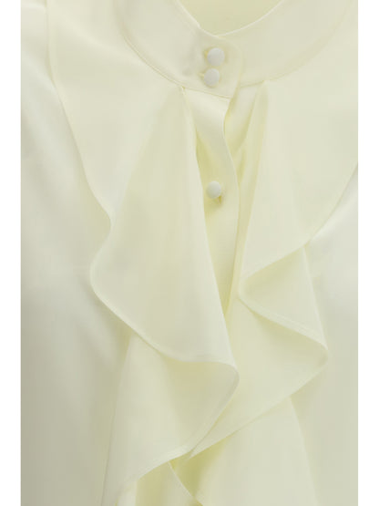Ruffled Shirt Chalk White Silk