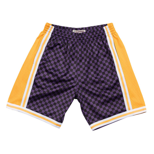 Mitchell & Ness Men's NBA Checked Swingman Shorts La Lakers Purple