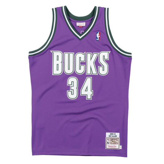 Men's Mitchell & Ness NBA Authentic Jersey Milwaukee Bucks Ray Allen #34