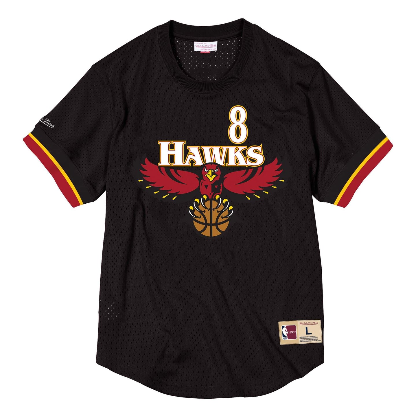 Mitchell & Ness Men's NBA Name & Number Mesh Crewneck Hawks Steve Smith