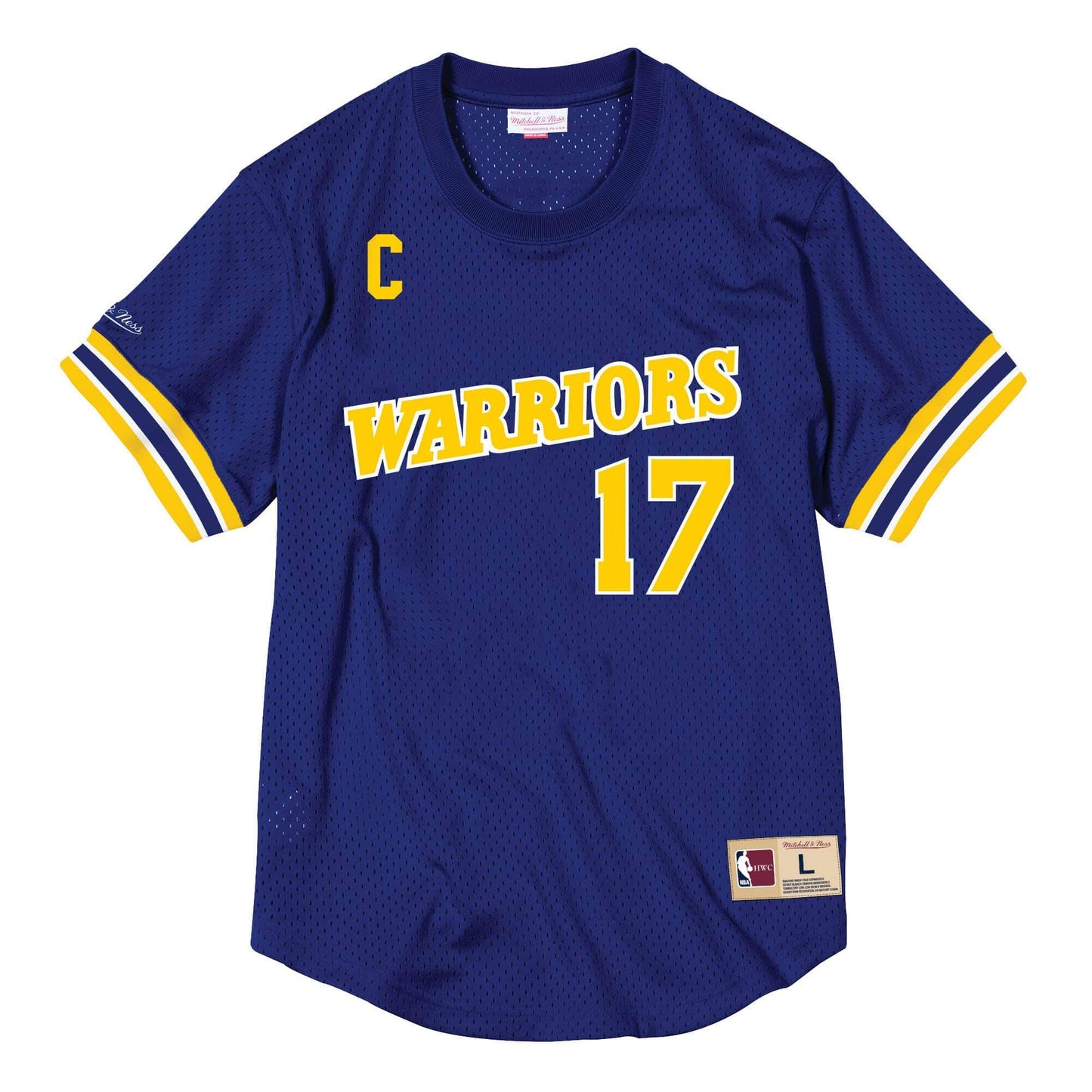 Men's Mitchell & Ness NBA Name & Number Mesh Crewneck Warriors Chris Mullin