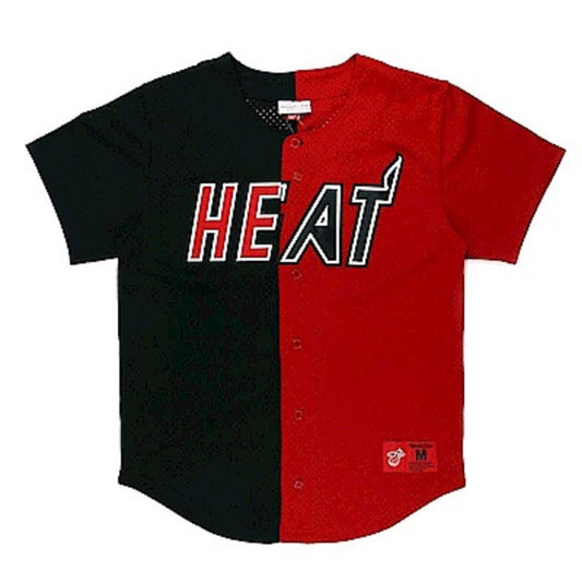 Mitchell & Ness Men's NBA Split Color Mesh Button Front Heat