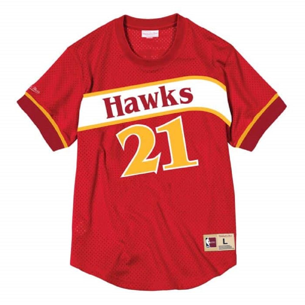 Men's Mitchell & Ness NBA Mesh Name & Number Crew Neck Dominique Wilkins Hawks
