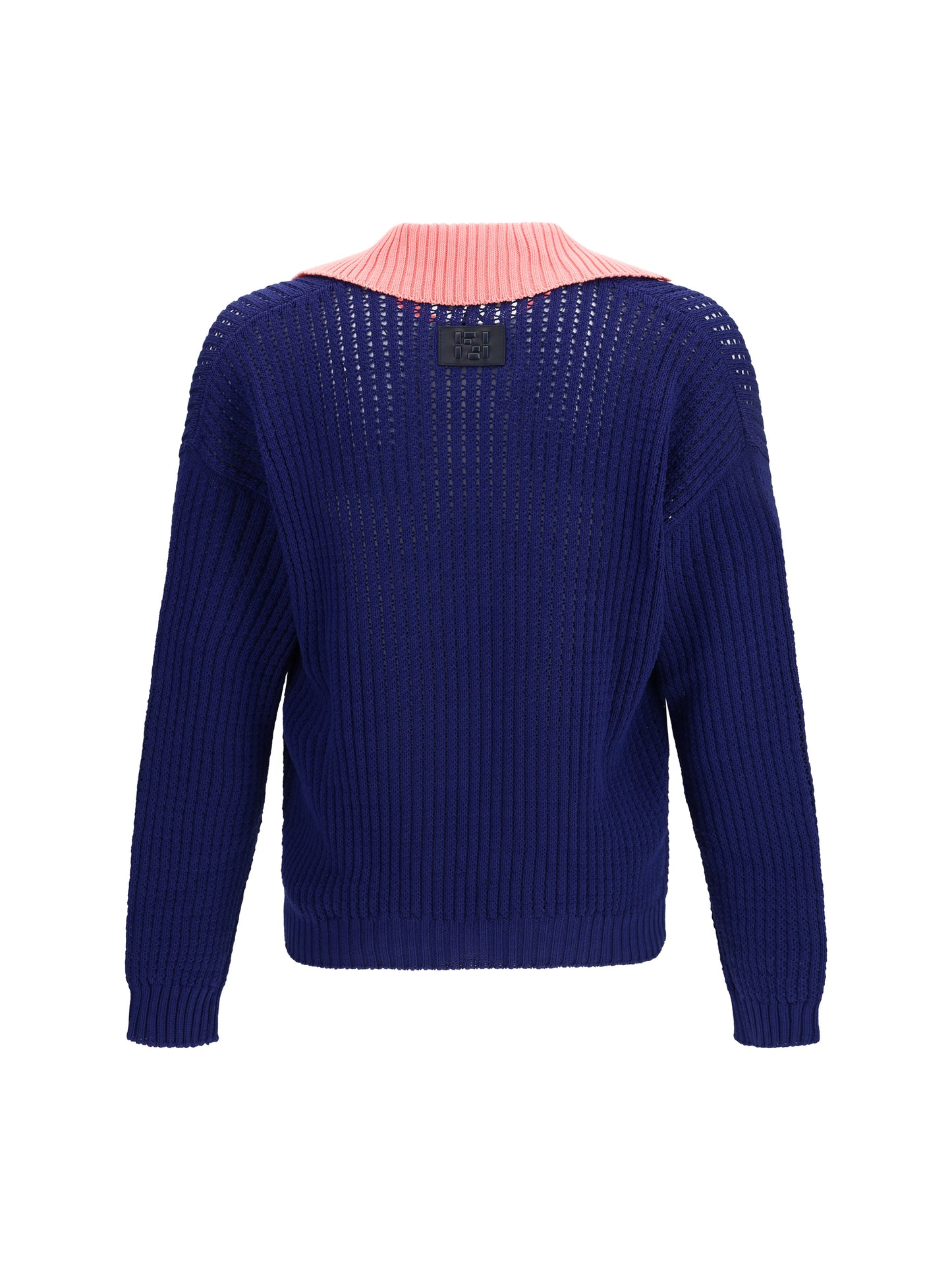 Sweater Ribbed V-Neck Cotton Ink Blue/Peony