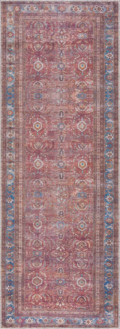 Rust Baki Traditional Washable Area Rug - Clearance