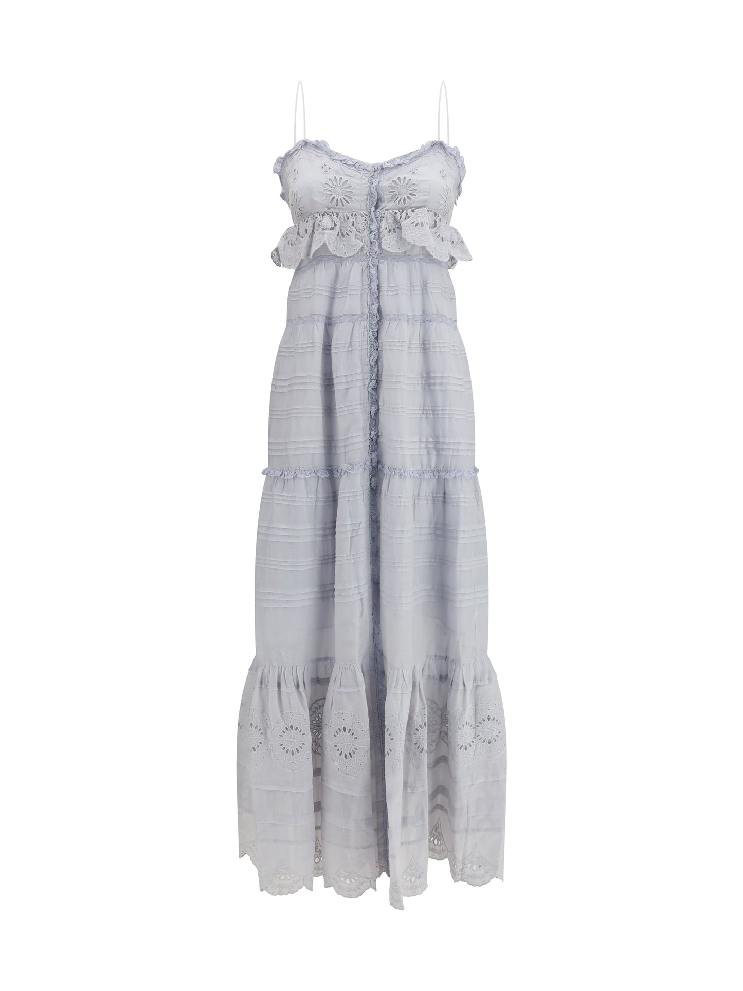 Long Ruffled Dress Paule Light Blue