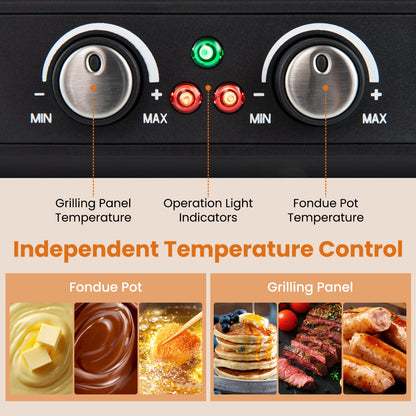 BBQ Grill with Fondue Pot Set for 8 People