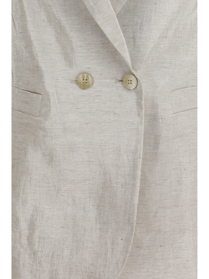 Double-Breasted Jacket Linen Lurex
