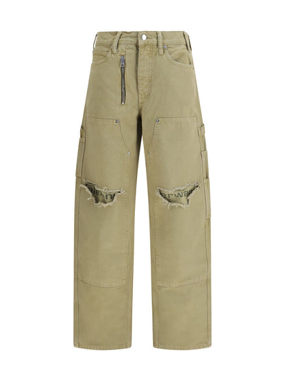 Zip Carpenter Pants Vintage Army Green