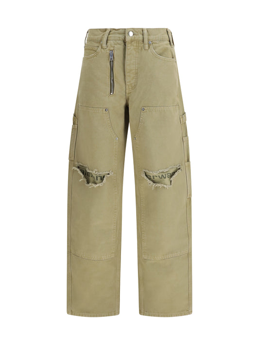 Zip Carpenter Pants Vintage Army Green