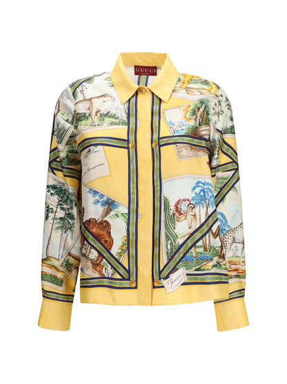 Shirt Silk Twill Yellow/Ivory