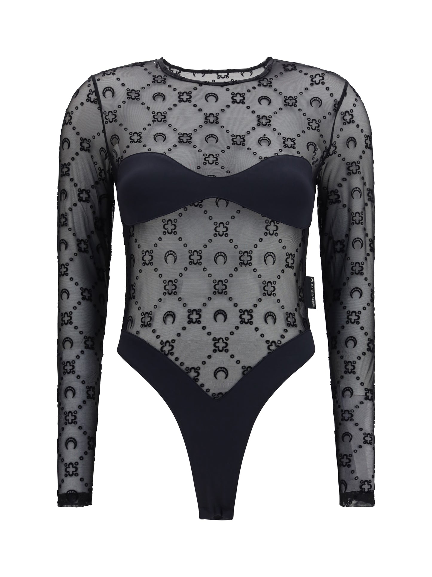 Mesh Body Moon Motif Black