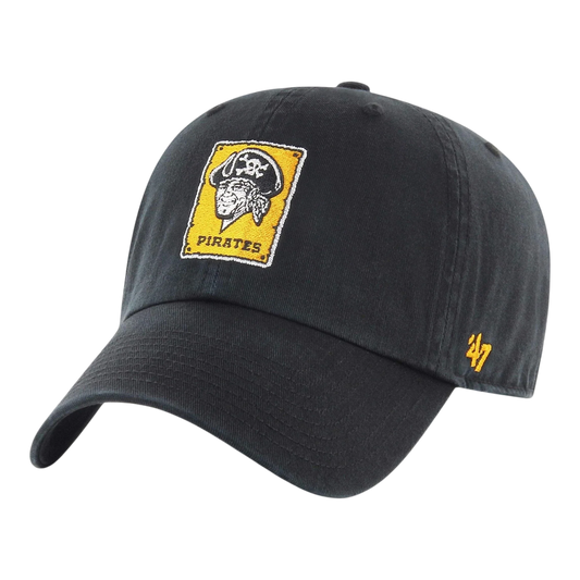 47 Brand Clean Up Pittsburgh Pirates Cooperstown Strapback Hat — Black Adjustable Cap