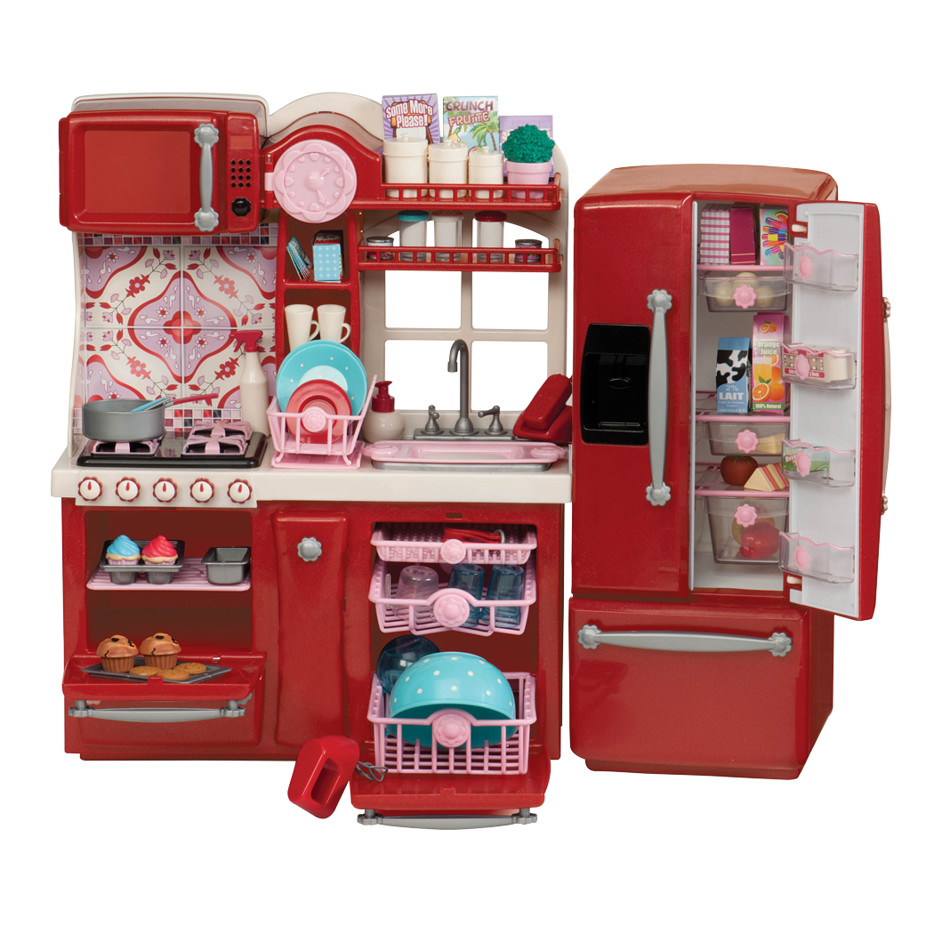Our Generation 18" Posable Cooking Doll Jenny With Gourmet Kitchen Playset & Storybook Red Playsets