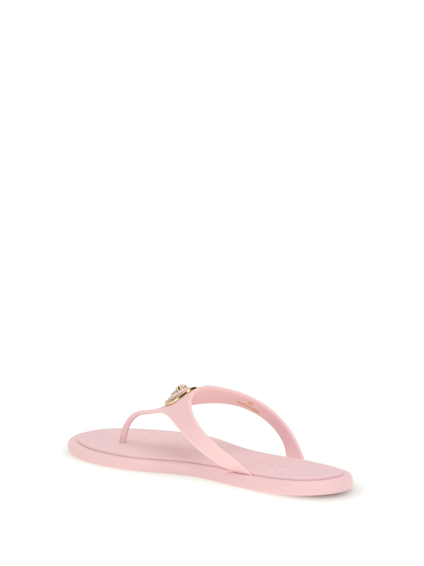 Rubber Thong Sandals Pastel Pink/Gold