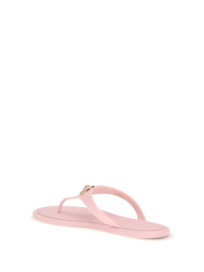 Rubber Thong Sandals Pastel Pink/Gold