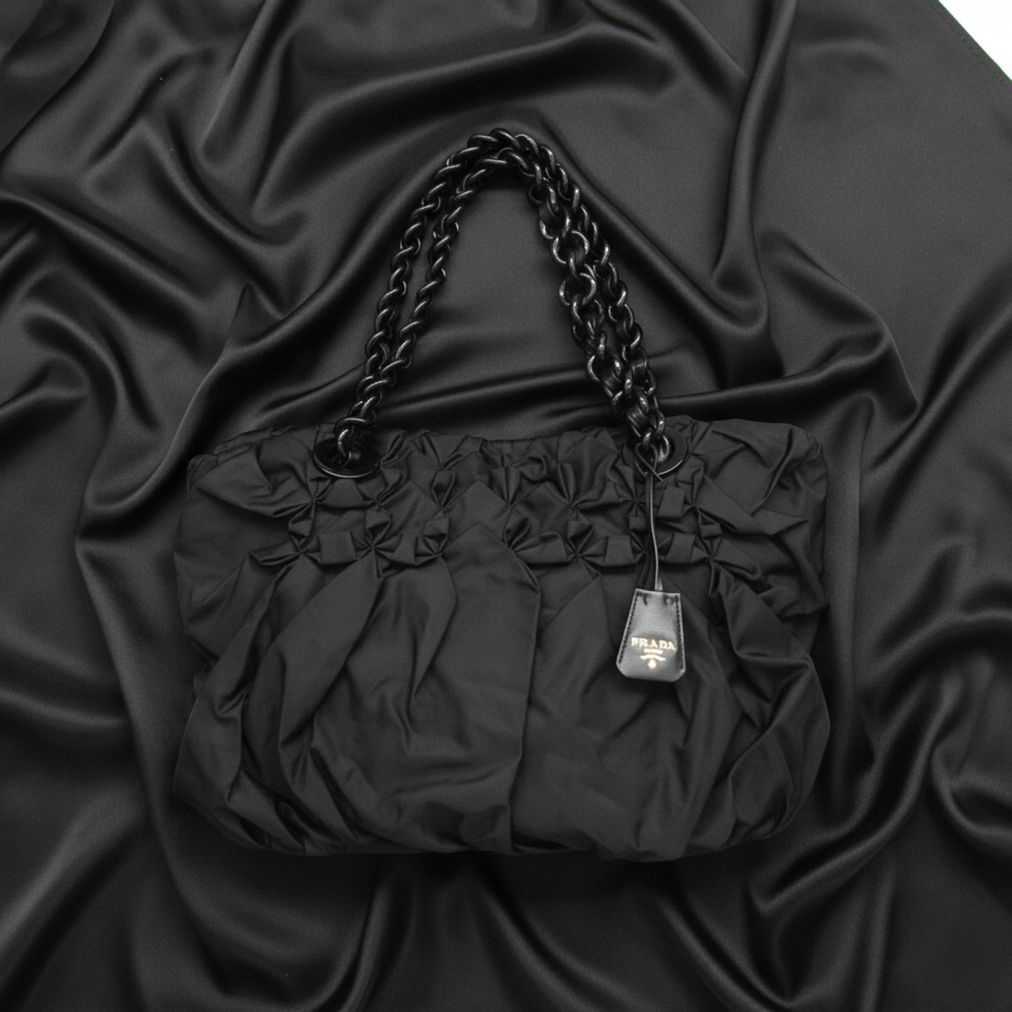 Prada Ruffled Chain · Nylon Tote