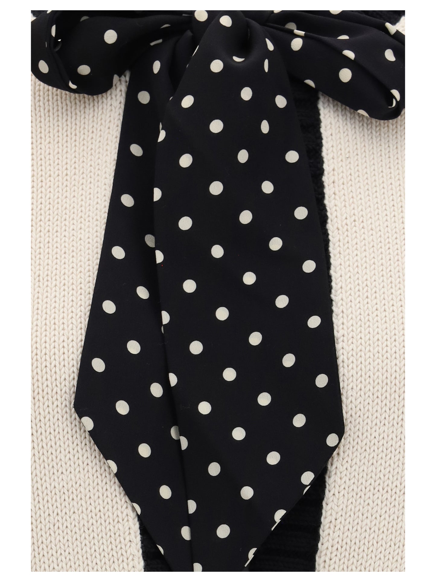 Open Cardigan With Polka-Dot Bow, Birch/Black