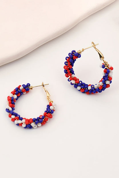 Threaded Pear Celebration Beaded Hoop Earrings