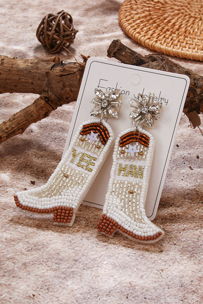 Cowboy Boots Bead Dangle Earrings - Threaded Pear