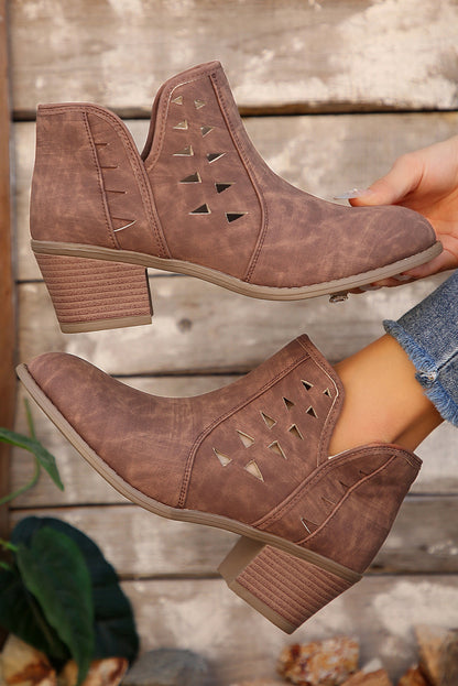 Threaded Pear Quinn Cut Out Suede Ankle Boots