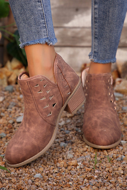 Threaded Pear Quinn Cut Out Suede Ankle Boots