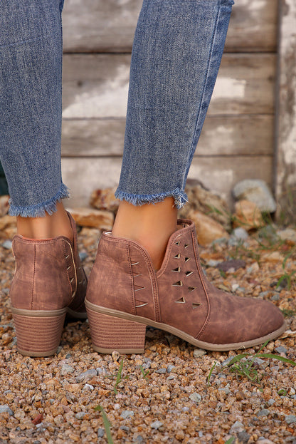 Threaded Pear Quinn Cut Out Suede Ankle Boots