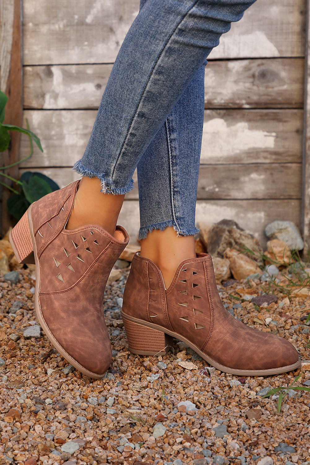 Threaded Pear Quinn Cut Out Suede Ankle Boots