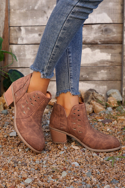 Threaded Pear Quinn Cut Out Suede Ankle Boots