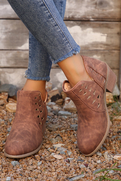Threaded Pear Quinn Cut Out Suede Ankle Boots