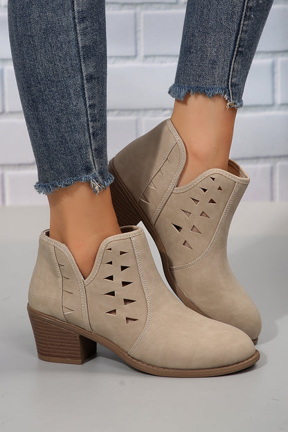 Threaded Pear Quinn Cut Out Suede Ankle Boots
