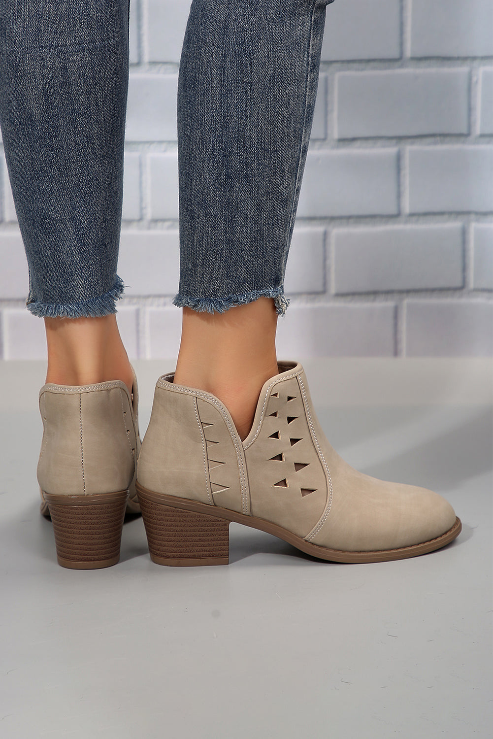 Threaded Pear Quinn Cut Out Suede Ankle Boots
