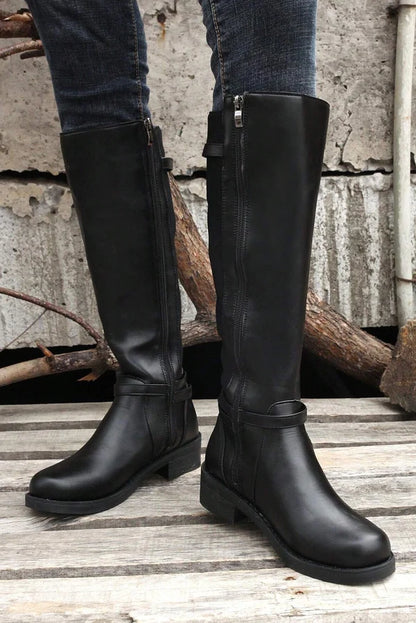 Threaded Pear Josie Zipper Knee High Low Heel Boots