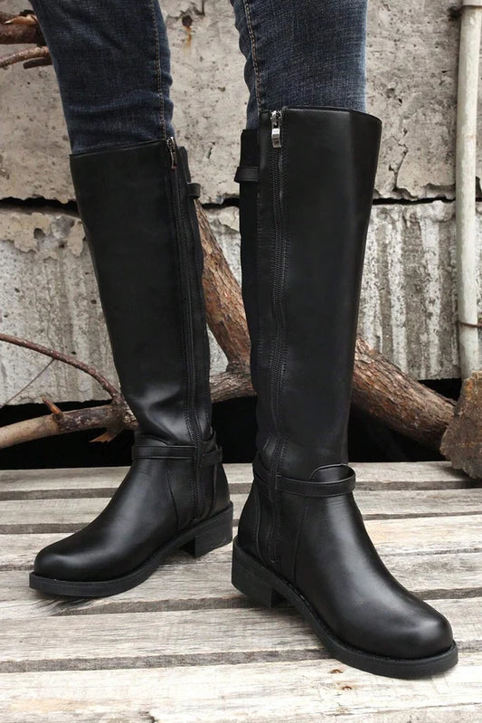 Threaded Pear Josie Zipper Knee High Low Heel Boots