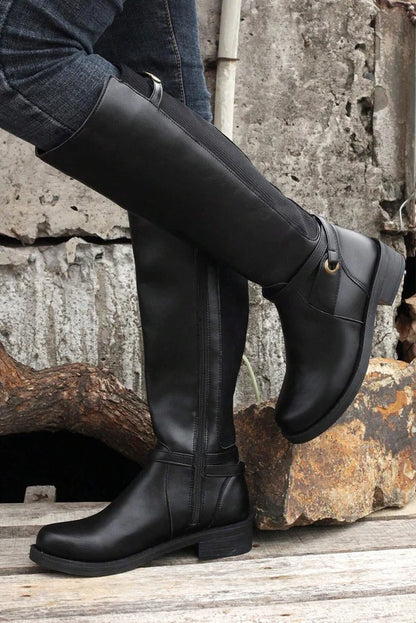 Threaded Pear Josie Zipper Knee High Low Heel Boots