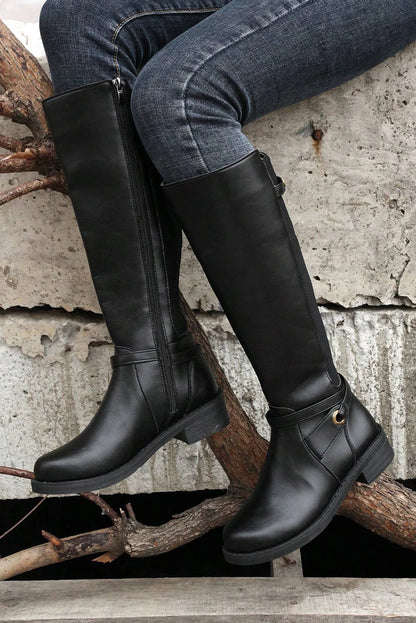 Threaded Pear Josie Zipper Knee High Low Heel Boots