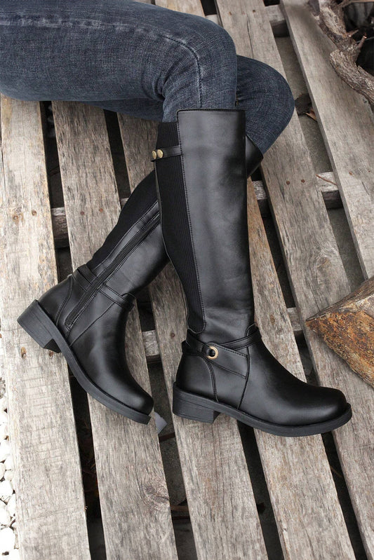 Threaded Pear Josie Zipper Knee High Low Heel Boots