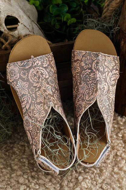 Threaded Pear Vintage Floral Hollowed Platform Sandals