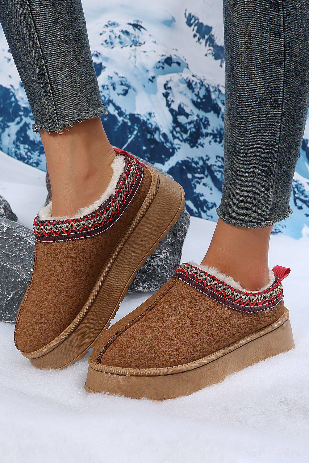 Threaded Pear Jade Suede Plush Lined Snow Boots