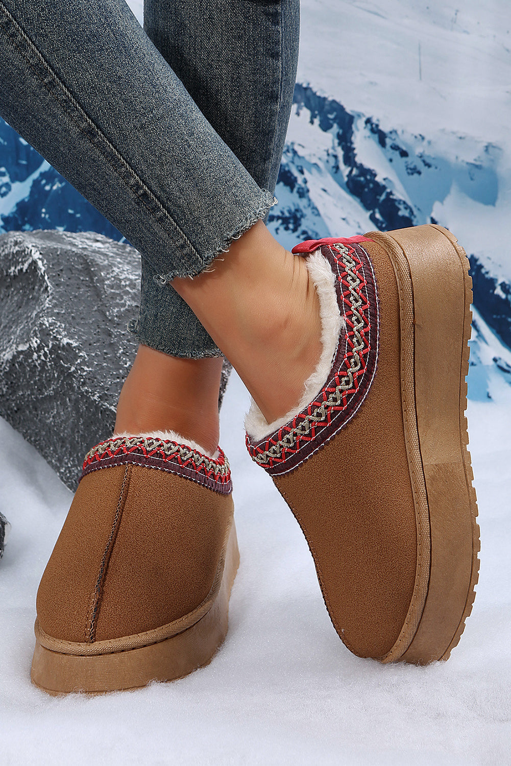 Threaded Pear Jade Suede Plush Lined Snow Boots