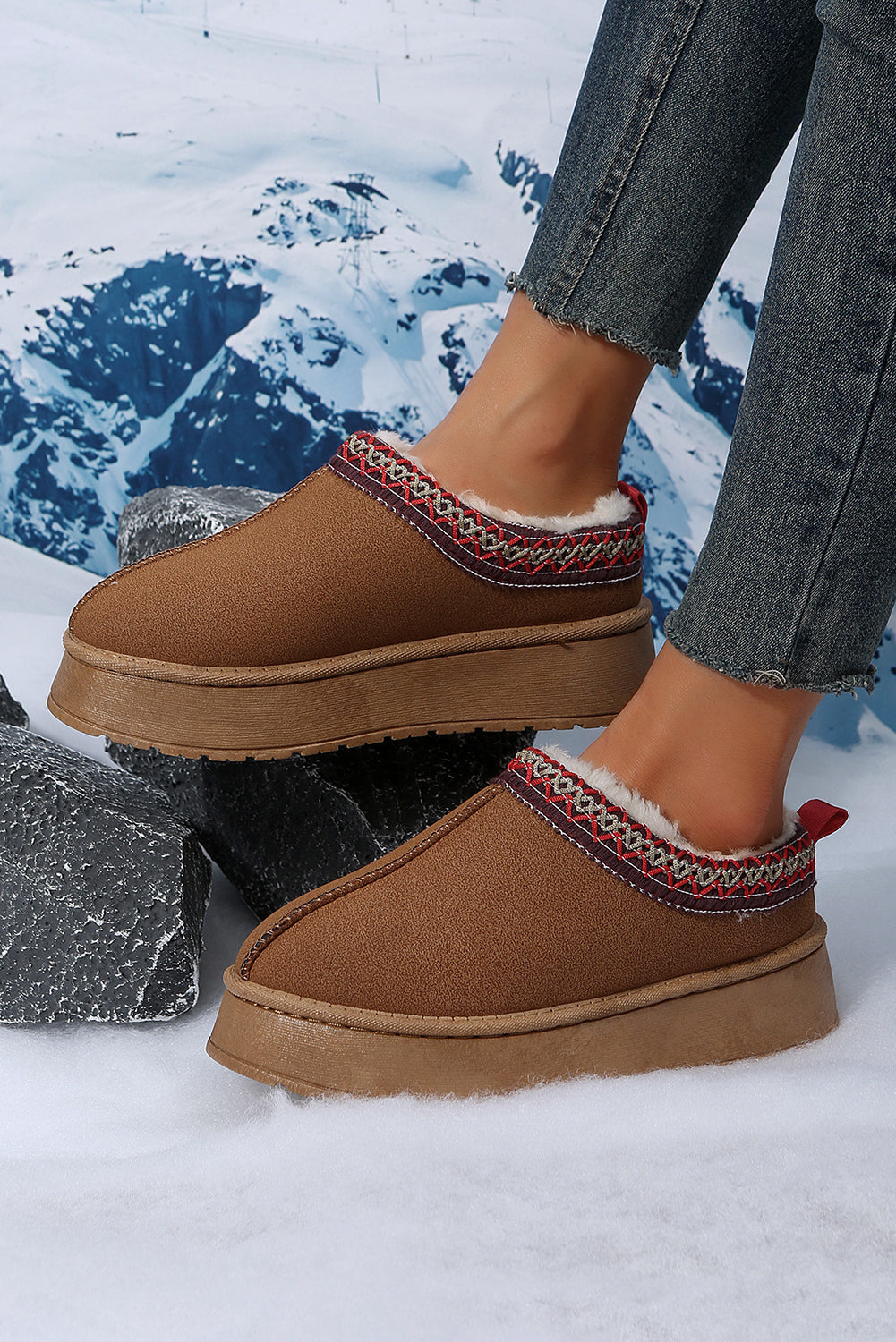 Threaded Pear Jade Suede Plush Lined Snow Boots