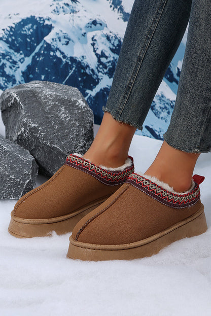 Threaded Pear Jade Suede Plush Lined Snow Boots