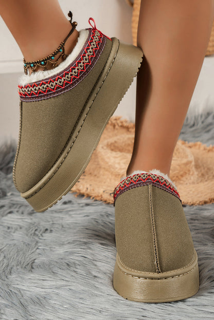 Threaded Pear Jade Suede Plush Lined Snow Boots