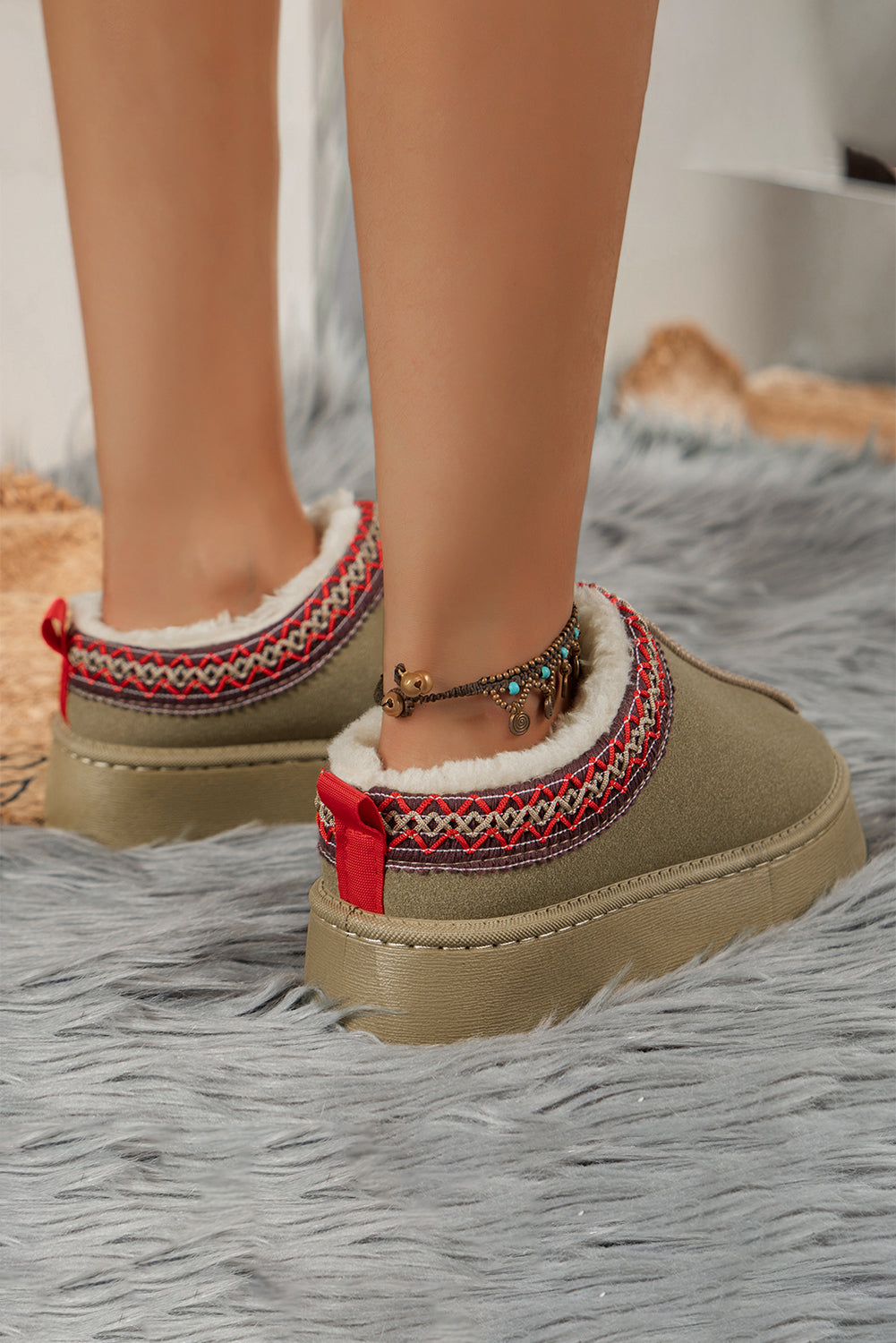 Threaded Pear Jade Suede Plush Lined Snow Boots