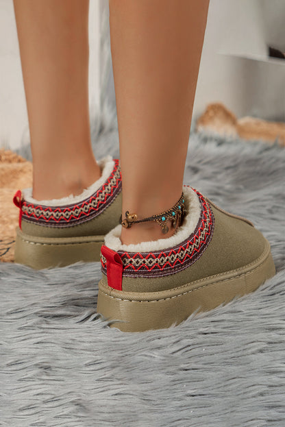 Threaded Pear Jade Suede Plush Lined Snow Boots