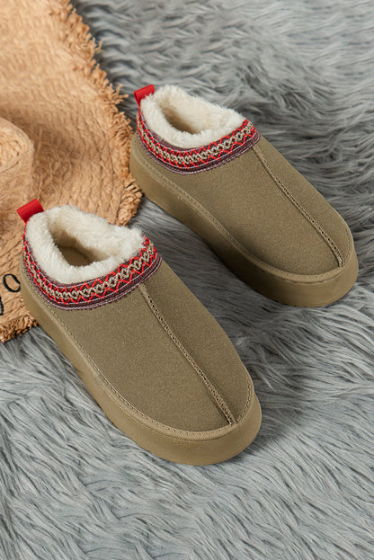 Threaded Pear Jade Suede Plush Lined Snow Boots